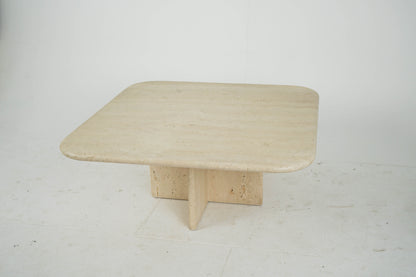 Italienischer Couchtisch aus Travertin Vintage 80er Mid-Century