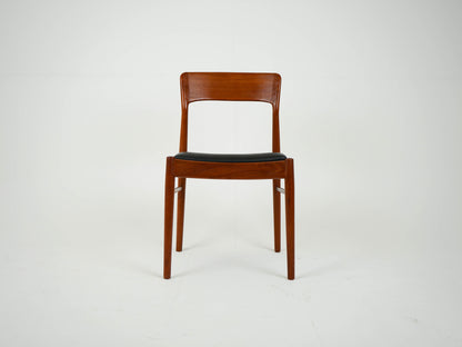 SET 6x Teak Leder Stuhl Vintage Henning Kjærnulf Mid Century
