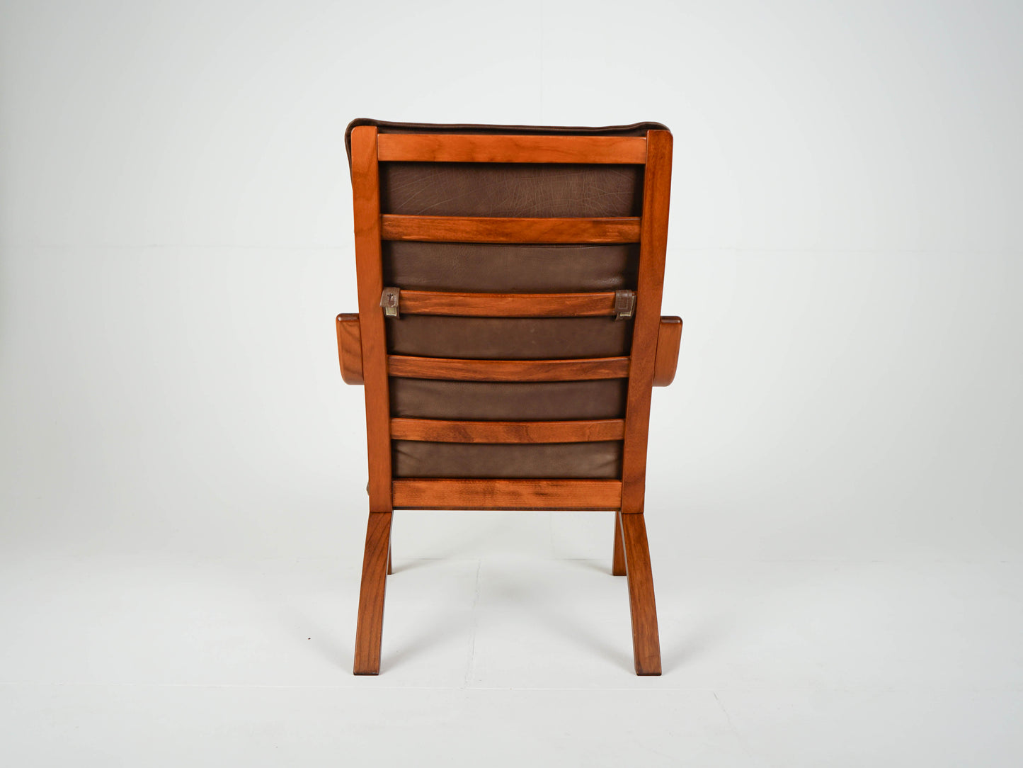 Teak Sessel Leder Hochlehner Vintage 60er Mid Century Retro