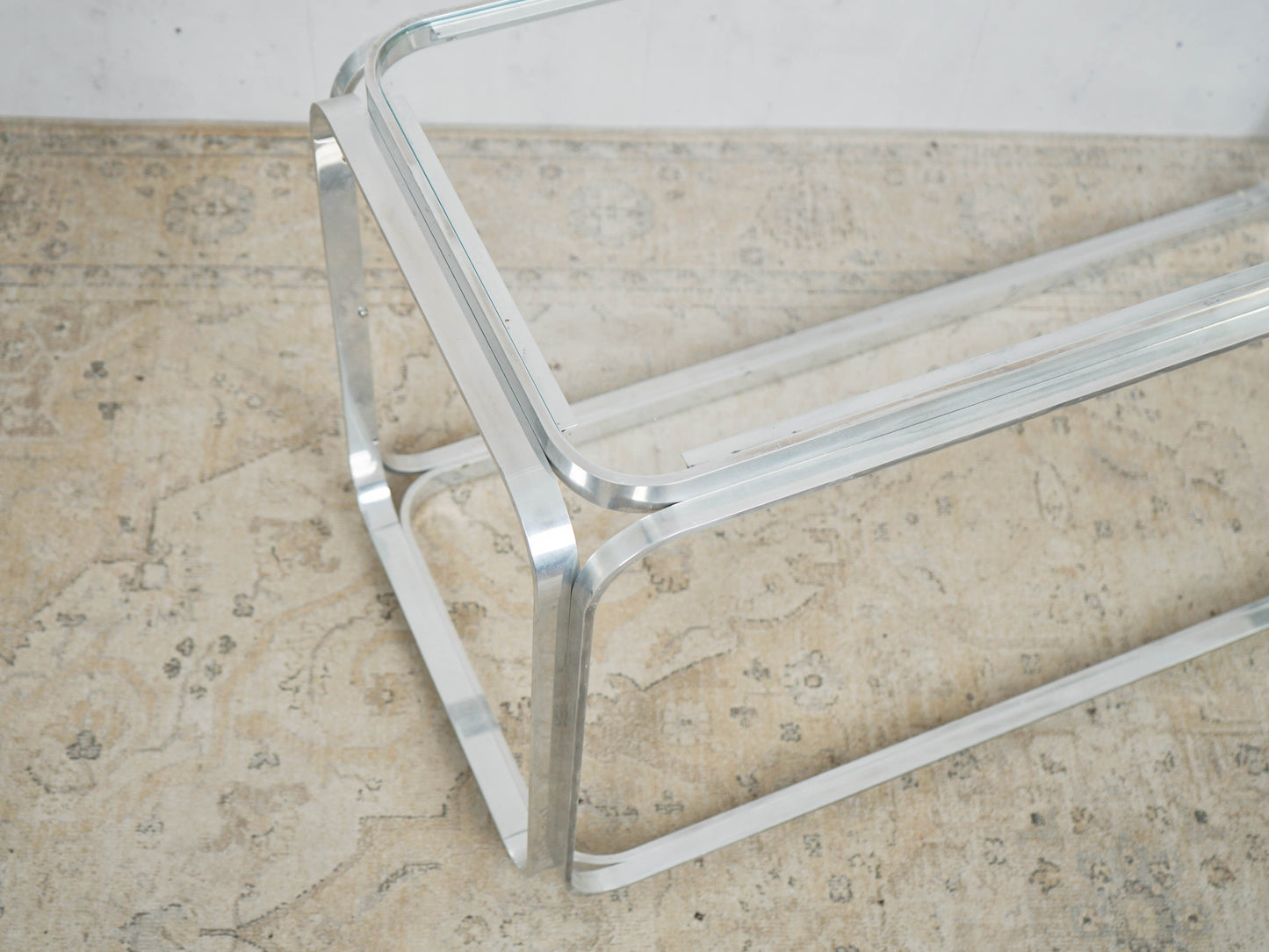 Vintage Chrome Glas Tisch Couchtisch Beistelltisch