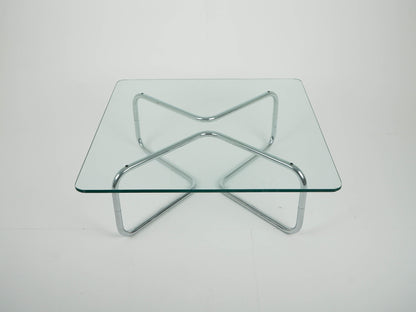 Vintage Chrome Glas Couchtisch Space Age