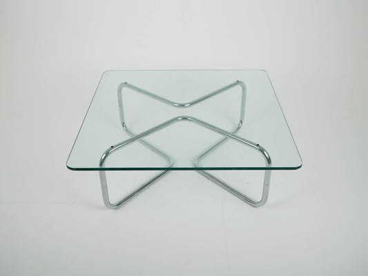 Vintage Chrome Glas Couchtisch Space Age