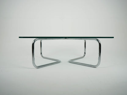 Vintage Chrome Glas Couchtisch Space Age