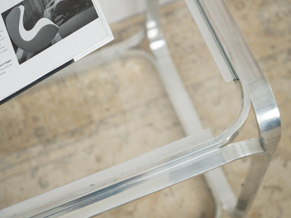 Vintage Chrome Glas Tisch Couchtisch Beistelltisch