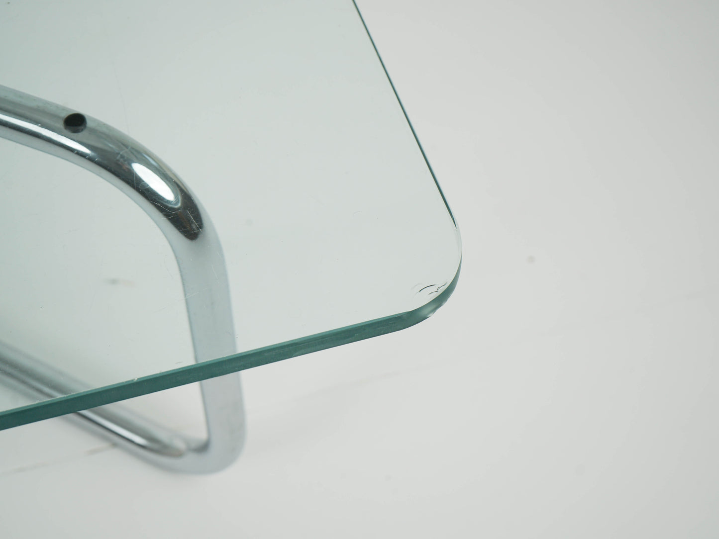 Vintage Chrome Glas Couchtisch Space Age