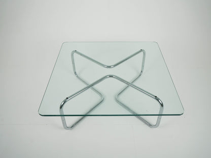 Vintage Chrome Glas Couchtisch Space Age