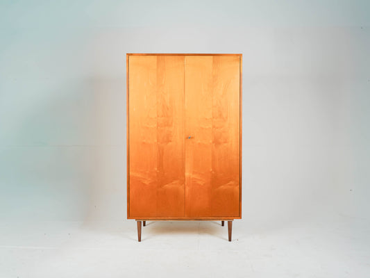 Mid Century Kleiderschrank Vintage Holzschrank mit Kleiderstange
