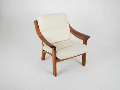 Vintage Teak Sessel Loungechair Beige Danish Mid Century