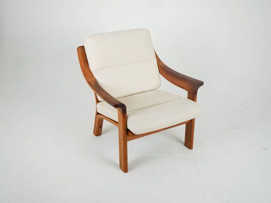 Vintage Teak Sessel Loungechair Beige Danish Mid Century