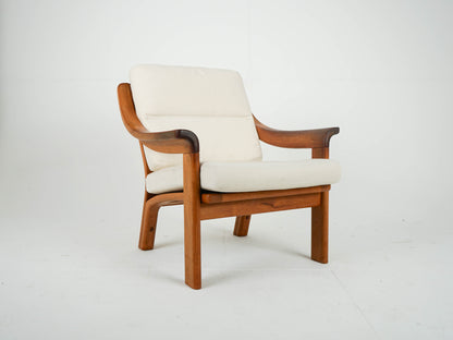 Vintage Teak Sessel Loungechair Beige Danish Mid Century