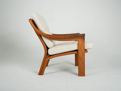 Vintage Teak Sessel Loungechair Beige Danish Mid Century
