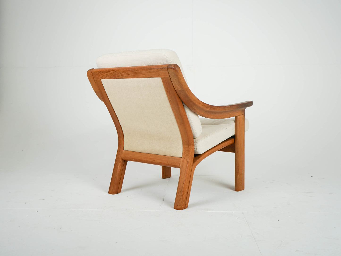 Vintage Teak Sessel Loungechair Beige Danish Mid Century