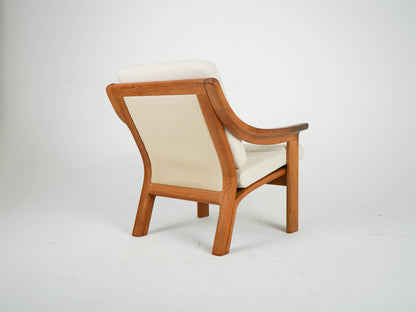 Vintage Teak Sessel Loungechair Beige Danish Mid Century