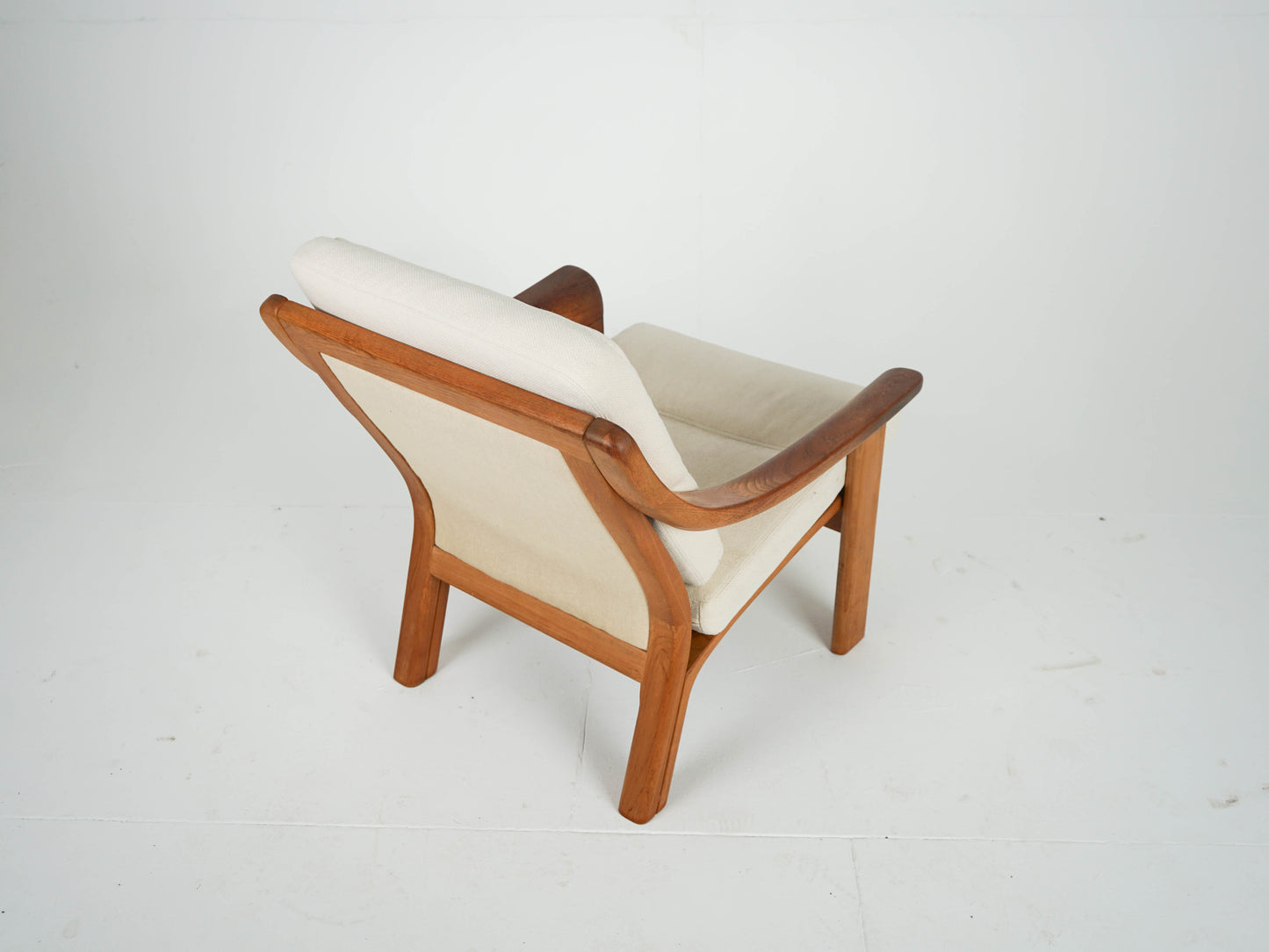 Vintage Teak Sessel Loungechair Beige Danish Mid Century