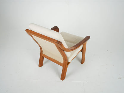 Vintage Teak Sessel Loungechair Beige Danish Mid Century