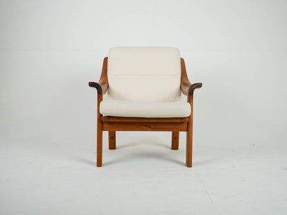 Vintage Teak Sessel Loungechair Beige Danish Mid Century