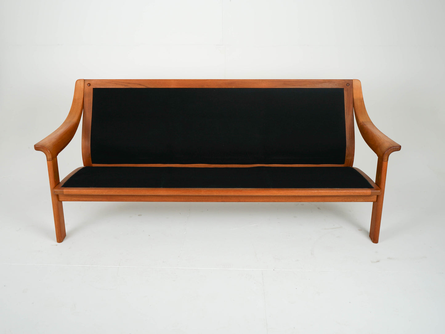 Vintage Teak Sofa Couch Beige Mid Century