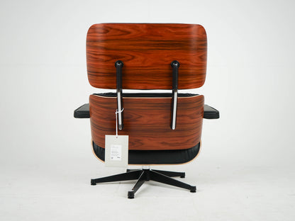 Eames Lounge Chair & Ottoman Neuwertig Nero Leder