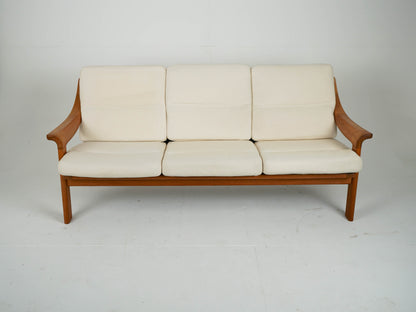 Vintage Teak Sofa Couch Beige Mid Century