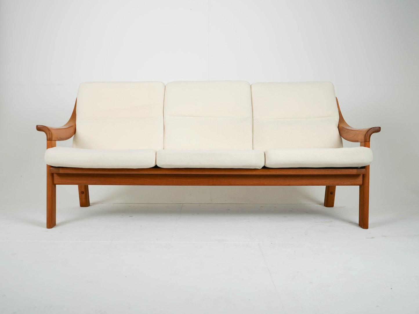 Vintage Teak Sofa Couch Beige Mid Century