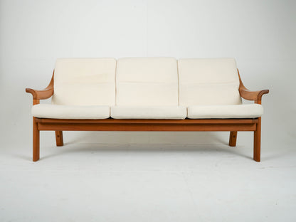 Vintage Teak Sofa Couch Beige Mid Century