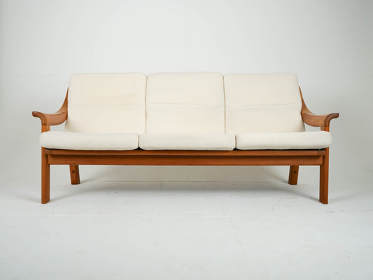 Vintage Teak Sofa Couch Beige Mid Century