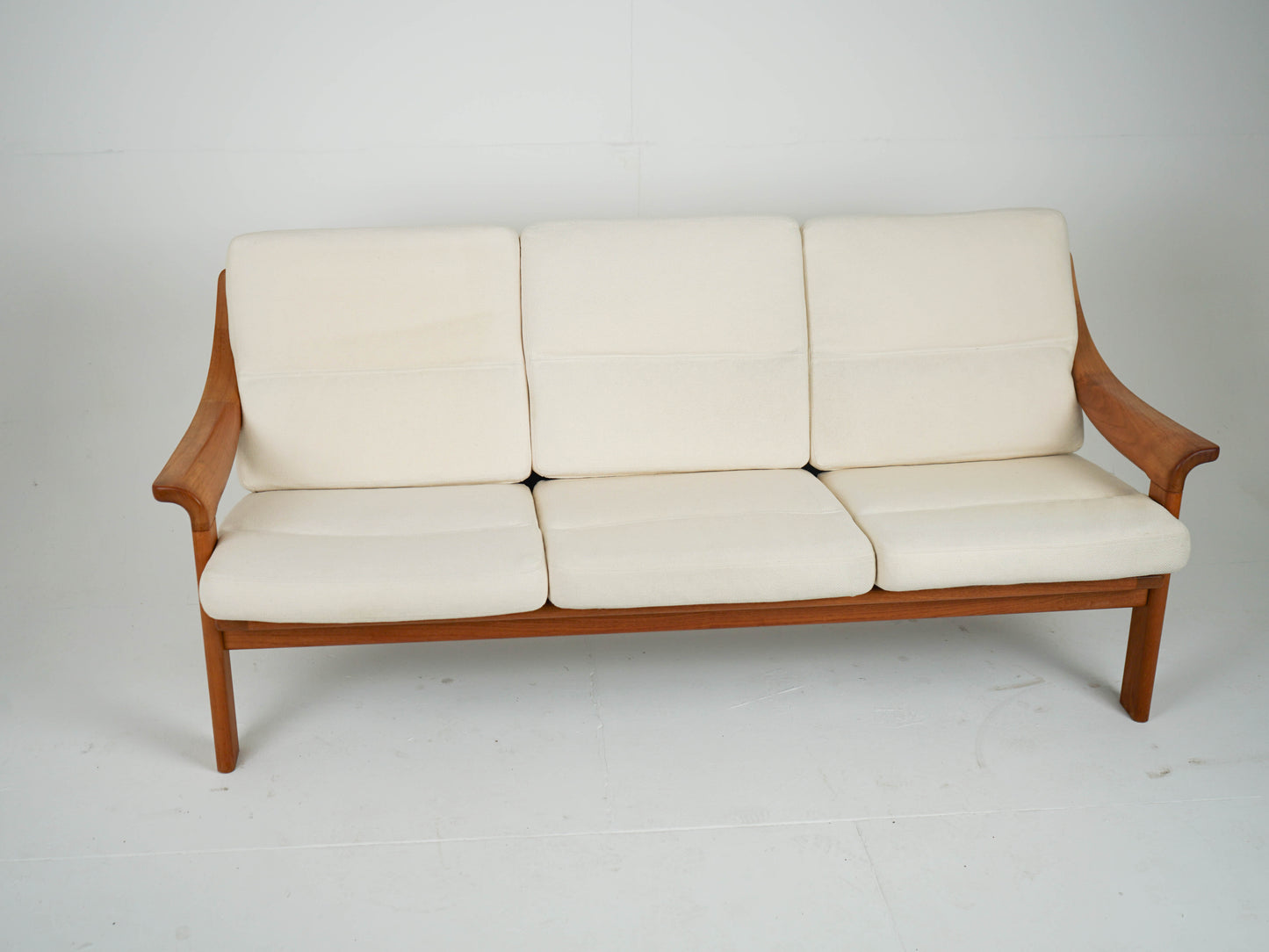 Vintage Teak Sofa Couch Beige Mid Century