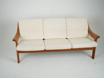 Vintage Teak Sofa Couch Beige Mid Century