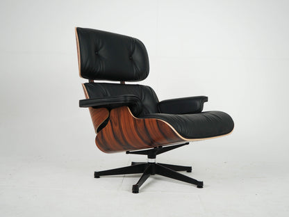 Eames Lounge Chair & Ottoman Neuwertig Nero Leder