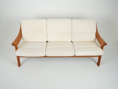Vintage Teak Sofa Couch Beige Mid Century