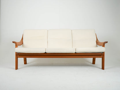 Vintage Teak Sofa Couch Beige Mid Century