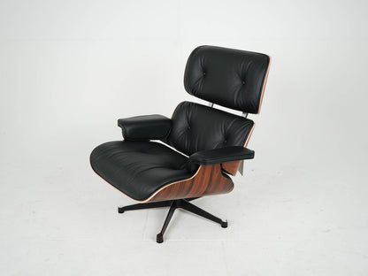 Eames Lounge Chair & Ottoman Neuwertig Nero Leder