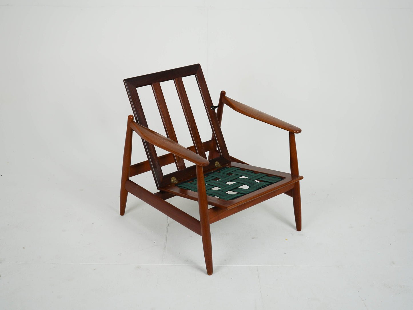 Teak Sessel Beige Vintage Wollstoff Mid Century
