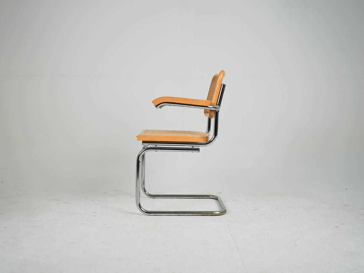 Chrome Stuhl Esszimmerstuhl Wiener Geflecht Mid Century Retro