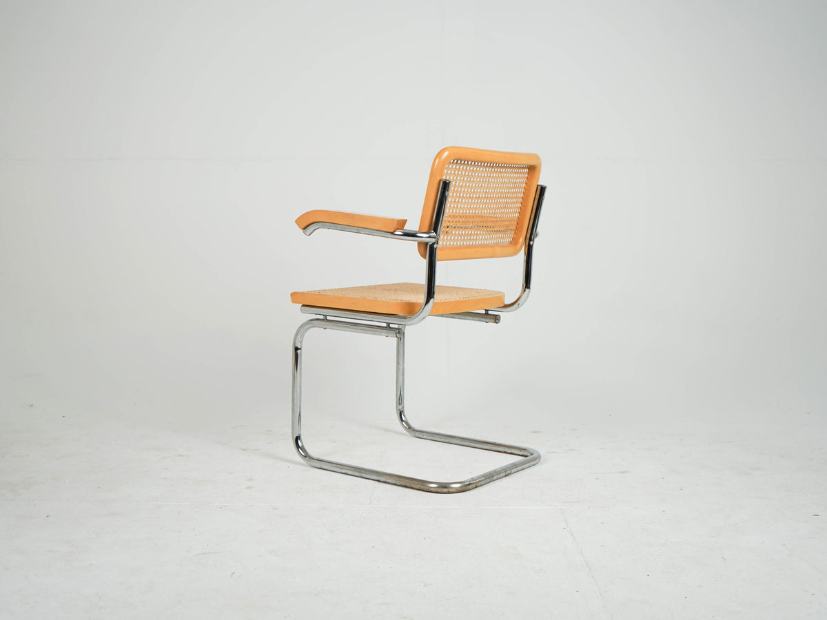 Chrome Stuhl Esszimmerstuhl Wiener Geflecht Mid Century Retro