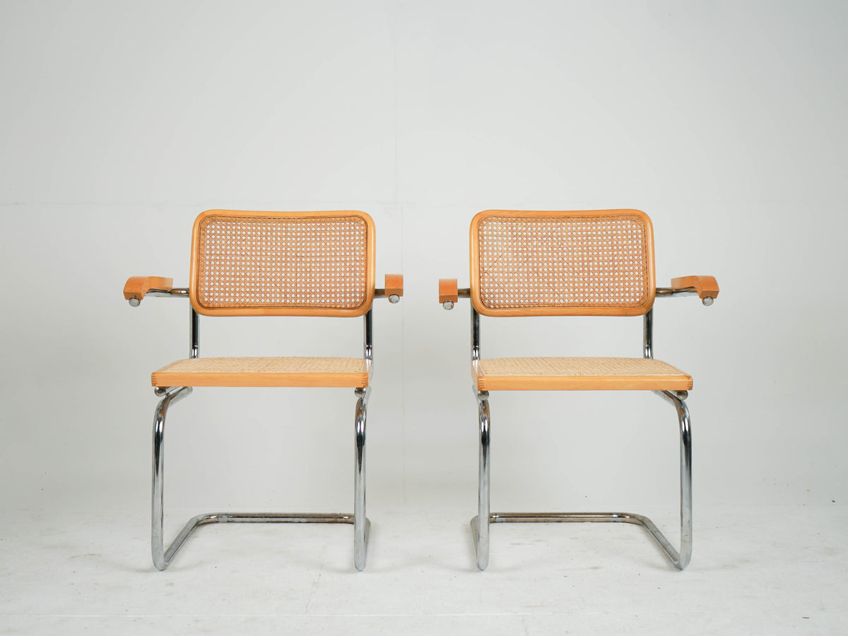 Chrome Stuhl Esszimmerstuhl Wiener Geflecht Mid Century Retro