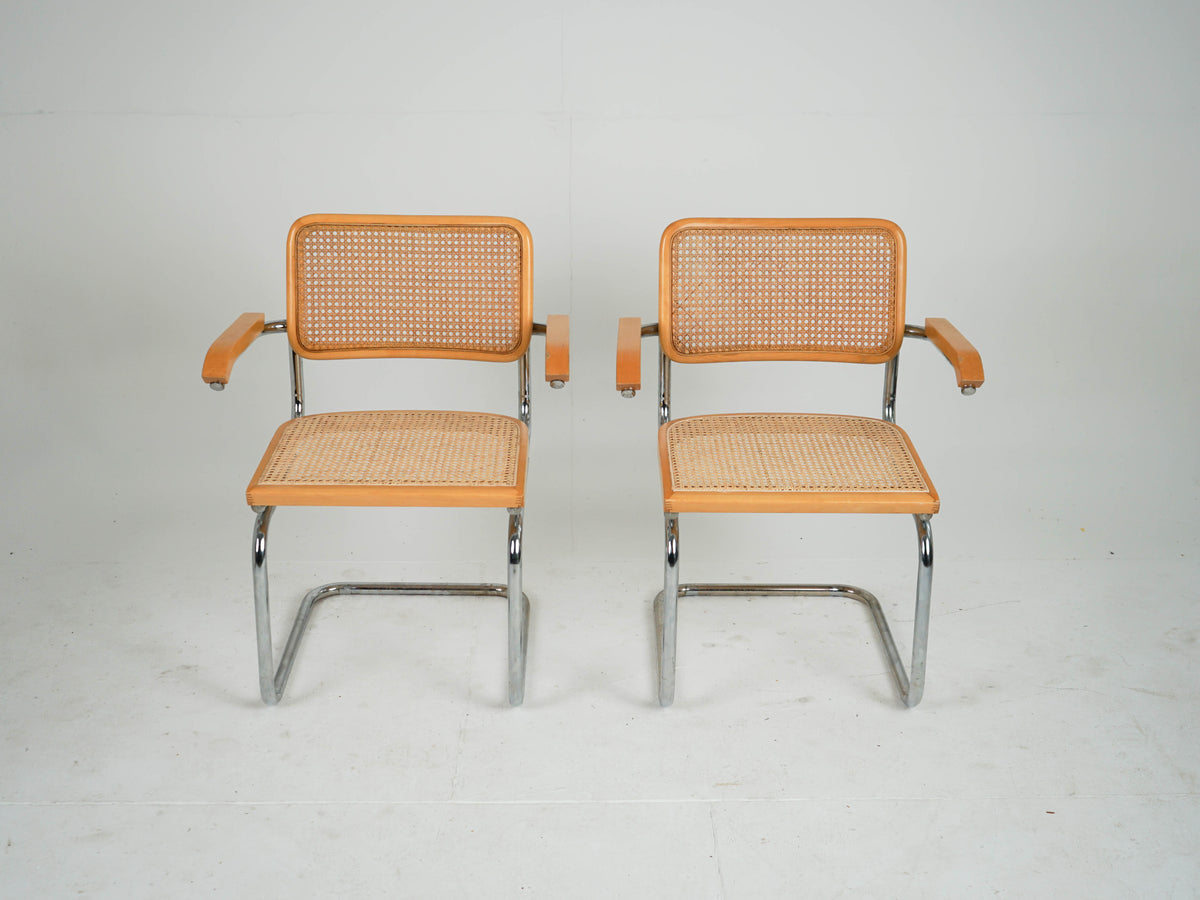 Chrome Stuhl Esszimmerstuhl Wiener Geflecht Mid Century Retro