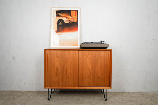 Teak Vinyl Sideboard Plattenschrank Dänisch Vintage Mid Century