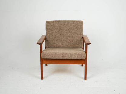 Teak Sessel Vintage Wollstoff Mid Century