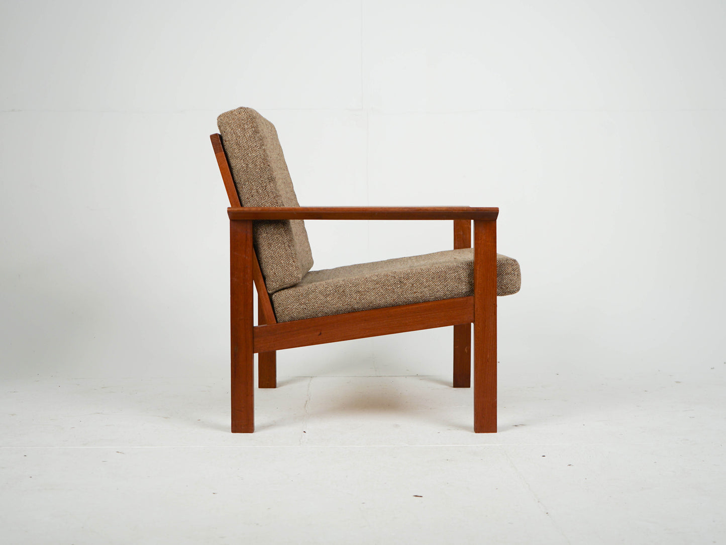 Teak Sessel Vintage Wollstoff Mid Century