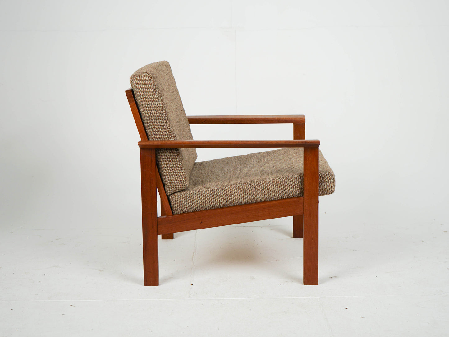 Teak Sessel Vintage Wollstoff Mid Century