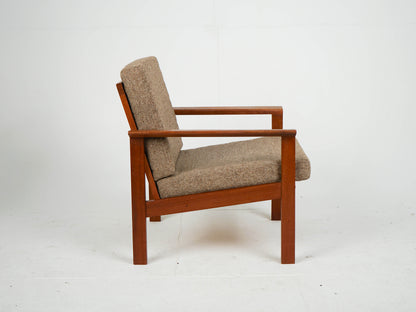 Teak Sessel Vintage Wollstoff Mid Century
