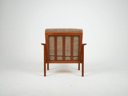 Teak Sessel Vintage Wollstoff Mid Century