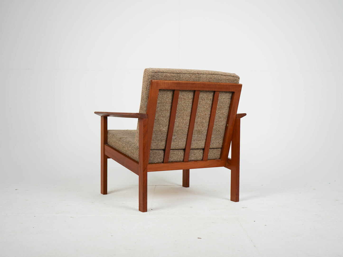 Teak Sessel Vintage Wollstoff Mid Century