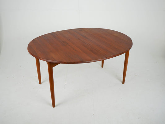 Vintage Teak Esstisch rund oval Ausziehtisch Mid Century